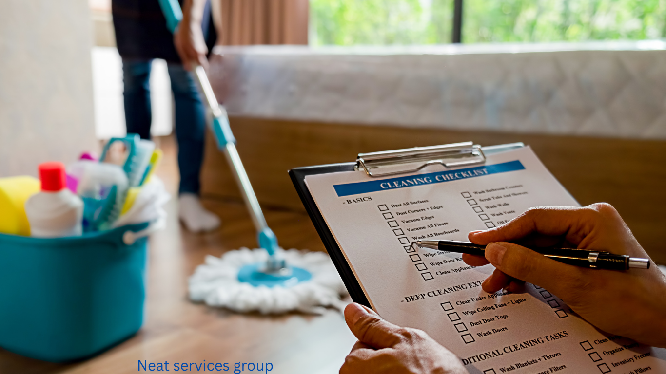 The friendly, professional cleaning team from Neat Services Group in London. cheack final overview cleaning
